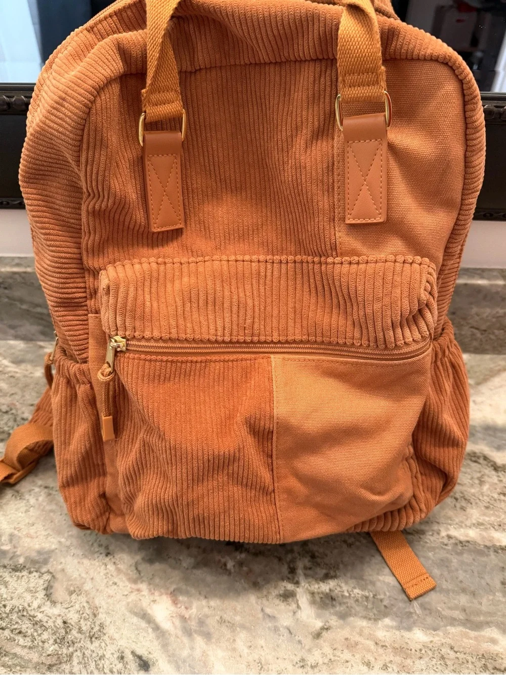 Wild Fable Rust Corduroy Backpack | Burnt Orange Laptop School Travel Bag